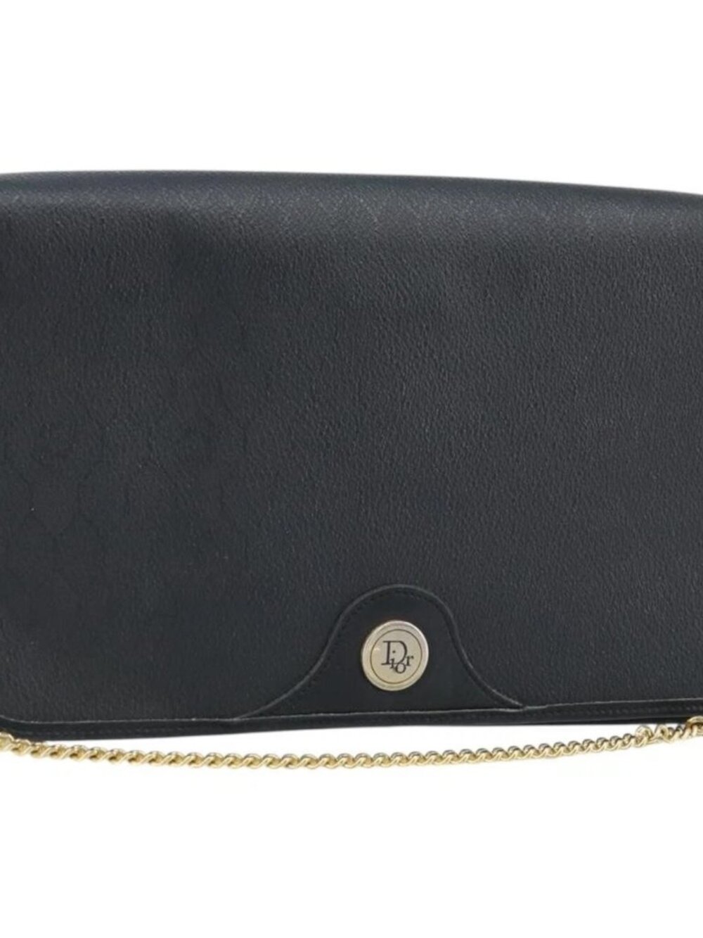 Christian Dior Honeycomb Canvas Chain Shoulder Bag PVC Black Gold Auth ka2491 - Picture 2 of 16